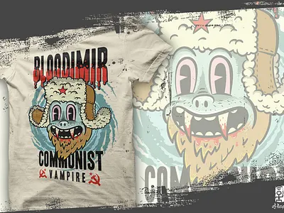 Bloodimir, the communist vampire - t-shirt illustration apparel cartoon character funny humor illustration lowbrow t shirt vampire