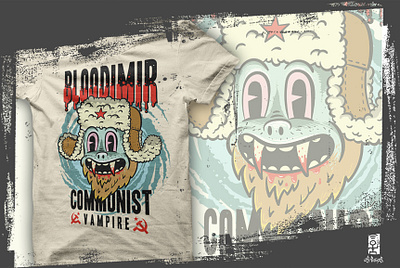 Bloodimir, the communist vampire - t-shirt illustration apparel cartoon character funny humor illustration lowbrow t shirt vampire