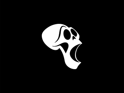 Screaming Skull Logo bold branding design dramatic face fear head horror identity illustration logo mark minimalist music rock screaming shock skull symbol vector