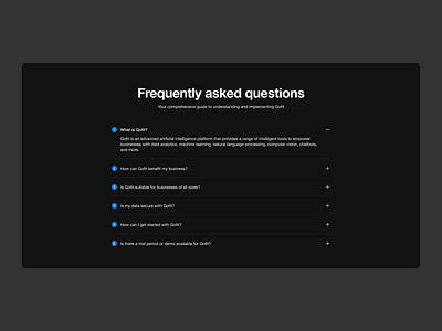 Dark FAQs - UI KIT ai auto layout bento dark mode desktop faq faq section help help center landing page responsive saas saas landing page support support team ui ui kit ux web