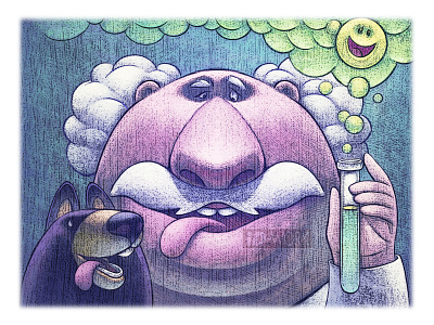 digtal drawing of scientist holding test tube and cheering art caricature carton illustration cartoon cartoonillustration character character art design digital art digital painting drawin graphic design graphics illustration illustrator painting portrait proceate