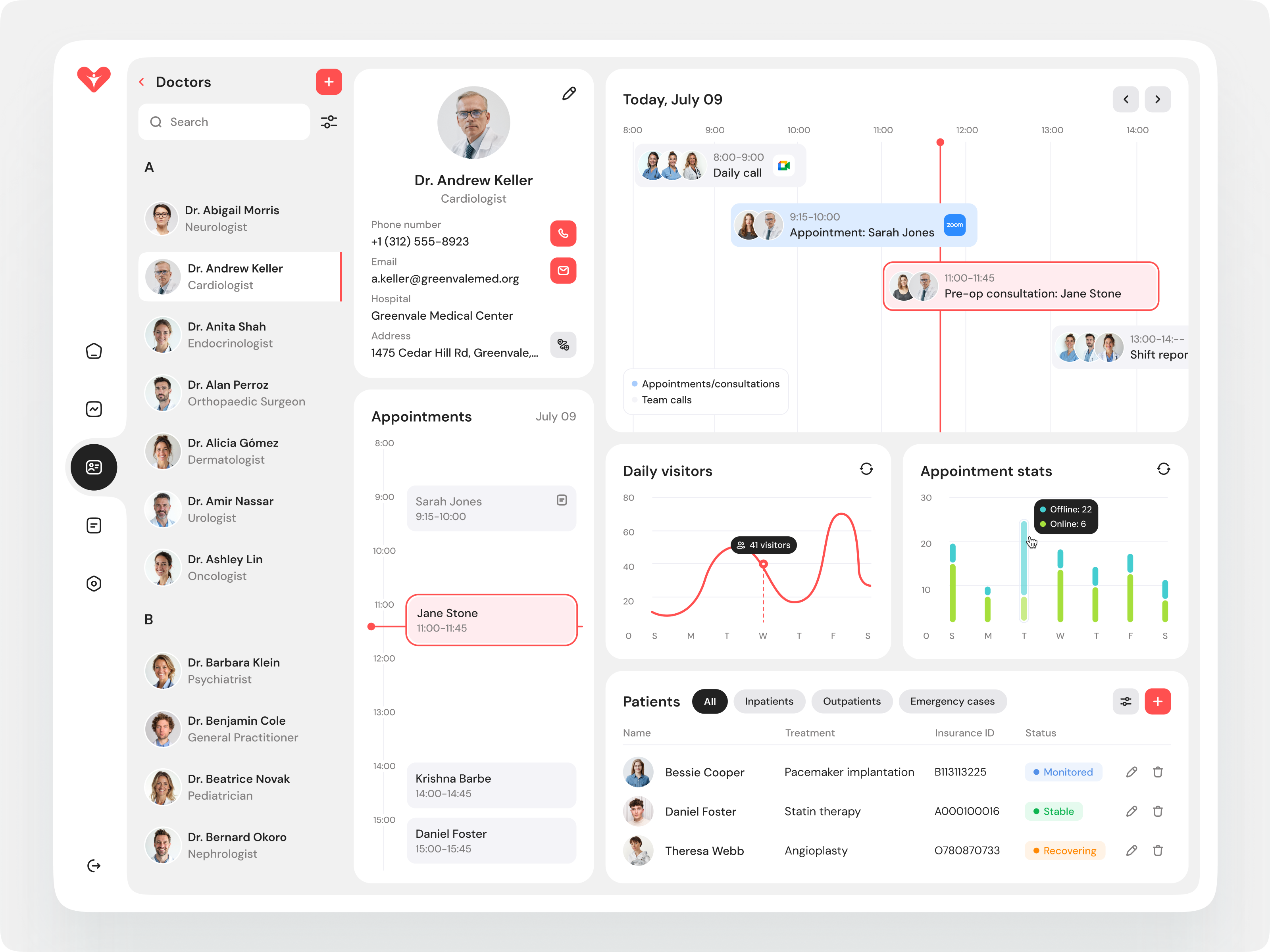 Doctor dashboard – smart & intuitive healthcare management app ui appointment appointment scheduling calmdesign clean dashboard clinical software digital health doctor overview doctor profile gotoinc healthcare app healthcare dashboard healthtech light mode medical platform medical record ui medicine patient management uiux wellness app