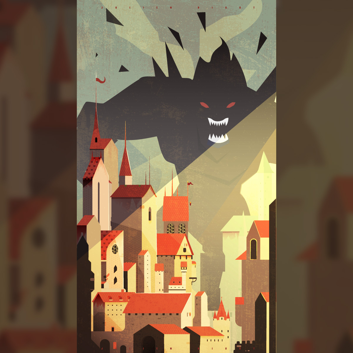 Urban planning, monster edition digital painting fantasy