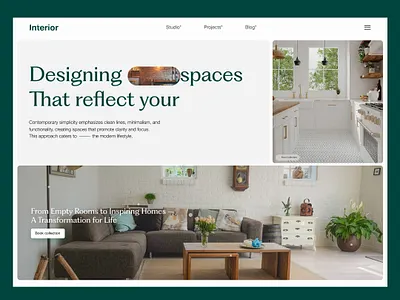 Interior hero section design ui web