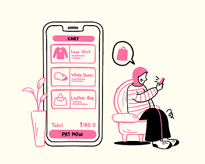 E-Commerce Shopping - Add to Cart add item add to cart asset cart ecommerce flat illustration online shopping shop vector