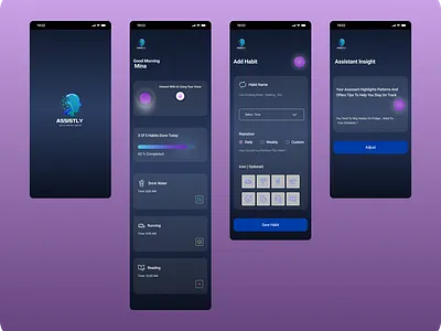 Assistly – AI Habit Assistant App ai ai assistant assistant habit tracker ui ux