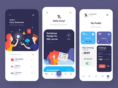 Educational App UI Design appdesign appui coursedashboard dashboardui designinspiration digitallearning edtech educationalapp illustration mobileapp moderndesign uiux userexperience userinterface uxdesign