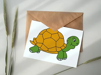 Cute Green Turtle with Large Brown Shell slow animal