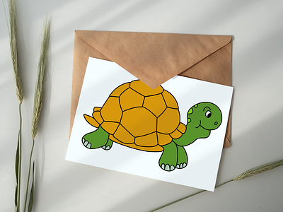 Cute Green Turtle with Large Brown Shell slow animal