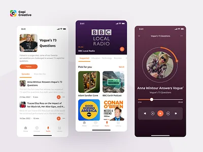 Candle Project - Music Player App app app design app web design candle capi creative design list listen music mobile music player podcast radio song ui ui concept ui design ui ux ux design watching