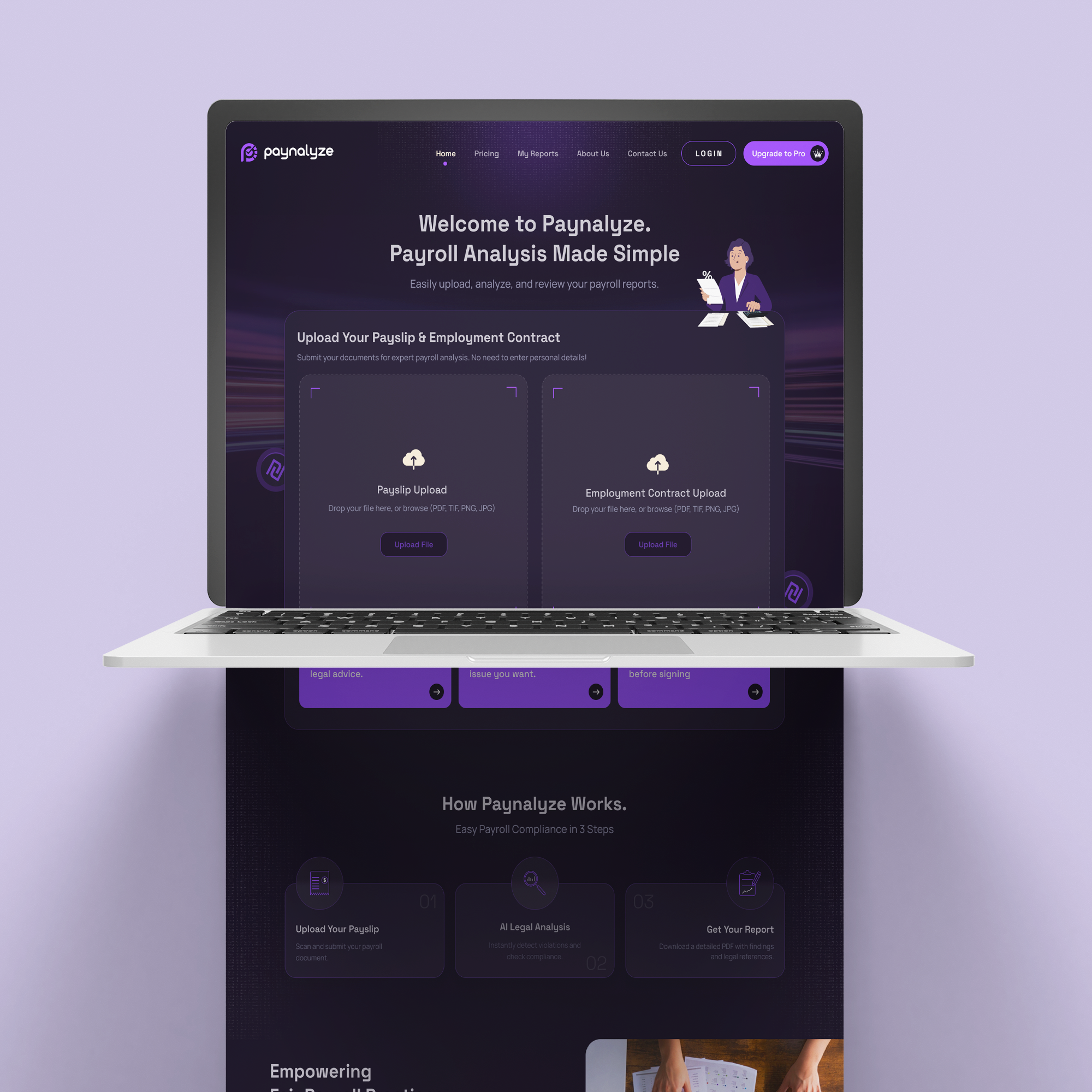 Mockup & Frontend Development – Legal Payroll Analysis System figma mockup frontend development html css web design israel labor law compliance landing page design payroll analysis system ui ui ux