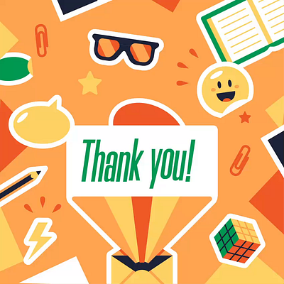 KudoBoard - Thank you! balloon card character emoji flat geometric illustration motion graphics pop stationery thanks