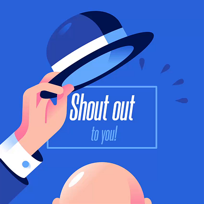 KudoBoard - Shout out to you flat gentlemen geometric hat head illustration motion graphics shout thanks