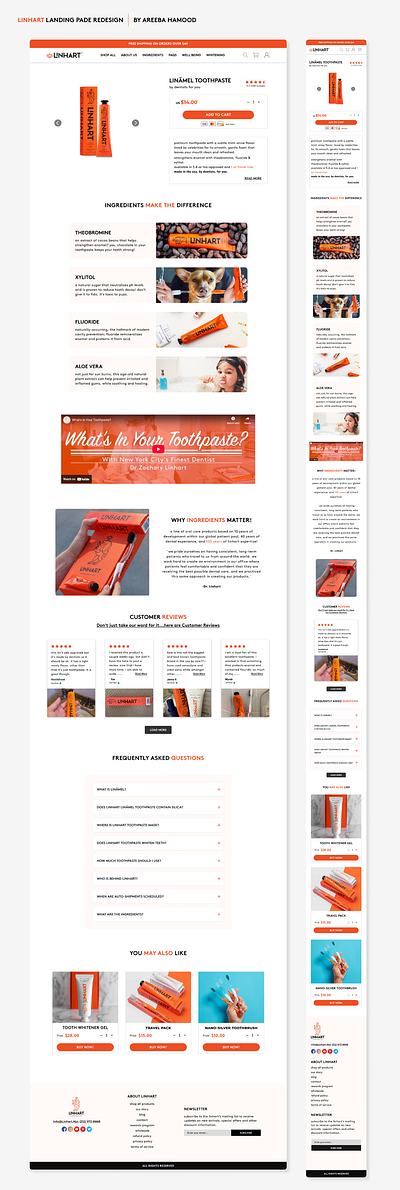 LINHART Landing Page Redesign clean ui figma landing page design productdesign responsive web design toothpaste ui uiux userexperience ux web design