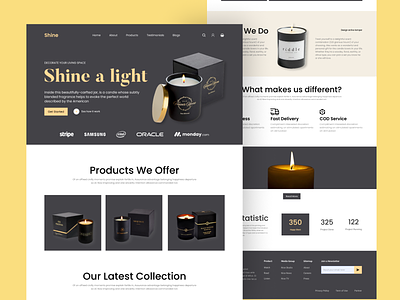 Candle Website Design UI Concept branding candle design ecommerce flat gallery homepage minimalism product shop shopping ui ux webpage website webstore