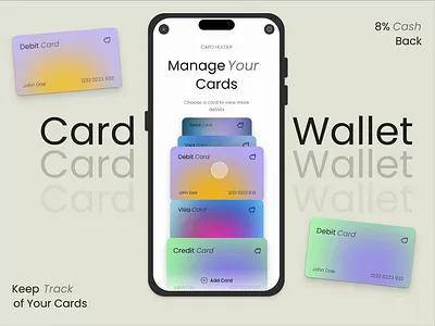 Wallet UI – Manage Your Cards card manager credit card finance app fintech mobile ui neumorphism ui concept ui design wallet ui