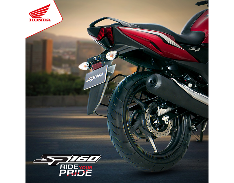 The Honda SP160 features a wide rear tyre post design bike honda hornet2.o sp 160