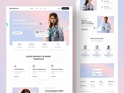 Medisense - Medical Service Landing Page doctor homepage doctor landingpage doctor website design hospital design hospital website design medical landingpage medical ui medical ux medical website design minimal trending website design