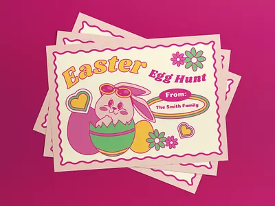 Pink Easter Egg Hunt Greeting Card Postcard celebration easter easter egg hunt egg hunt event graphicook happy easter pink print template