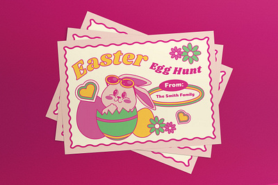 Pink Easter Egg Hunt Greeting Card Postcard celebration easter easter egg hunt egg hunt event graphicook happy easter pink print template