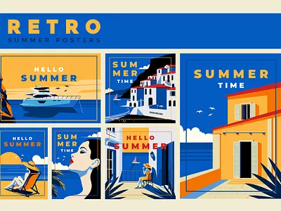 Retro Summer Posters vol.2 adobe illustrator design graphic design poster retro summer vintage