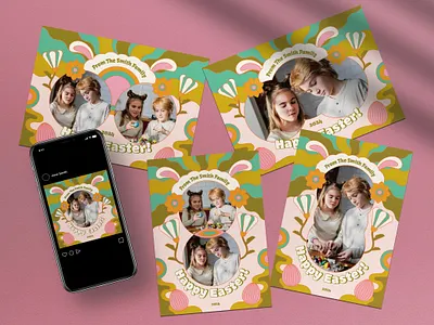 Colorful Psychedelic Easter Greeting Photobooth colorful easter easter egg egg hunt graphicook happy easter instagram post psychedelic