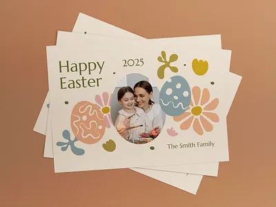 Boho Handdrawn Easter Greeting Card Postcard boho easter easter egg egg graphicook hand drawn happy easter print template