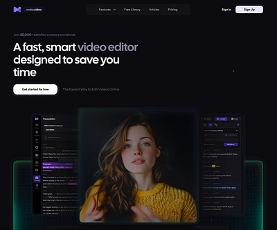 Video Editor Landing Page landing saas ui video editor