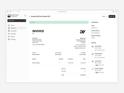 Invoice Paid 💸 application design invoice invoice billing software invoice software product design saas saas application saas dashboard ui ux