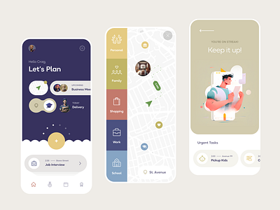 Daily Planner Mobile App app clean design flat mobile ui ux
