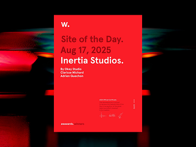 AWARDS ✨ — Inertia Studios Website 3d awards awwwards creative cssdesignawards design developer gsap interactive nuxt.js ui ui design uiux ux web designer web developer web development webdesign webdevelopment website