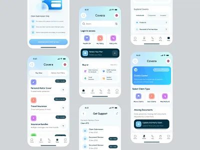 All-in-One Insurance Mobile App | Super App Design app app ui design healthcare insurance insurance app insurance app design insurance management insurance mobile app insuranceapp mobile mobile app mobile app design mobile ui super app