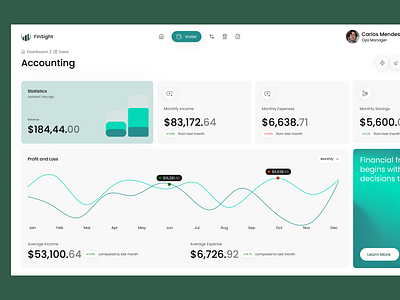 FinSight Accounting Dashboard – UI Exploration accounting accounts ai dashboard best shot dashboard design expense finance income management payroll ui user experience user interface ux