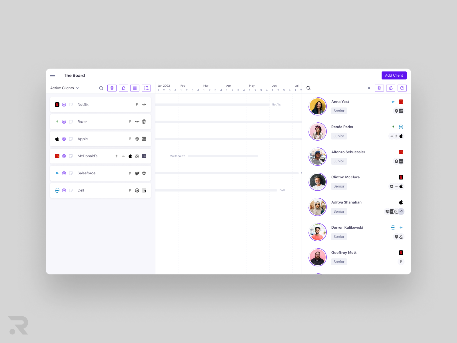 Example of Resource Planning app