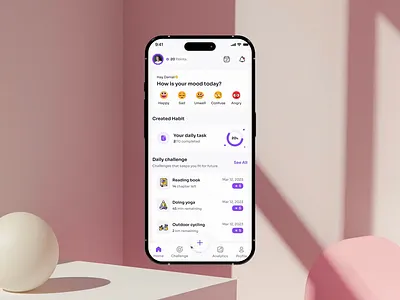 Habit - Mood Setting & Habit Creation Pages add habit animation animation video app design app designer clean design design agency habit app habit creation minimal mobile animation video mobile app mood setting physical excercise ui ux ux design web designer workout