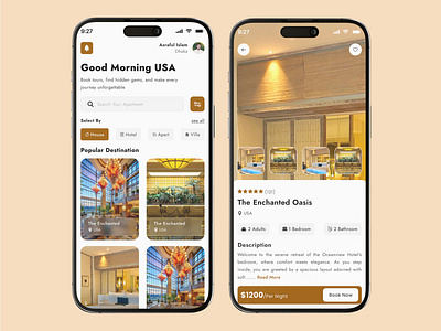 Hotel Booking Mobile App eye catching ui hotel booking app hotel ui mobile app modern app modern ui product design room book ui room booking app smart app standard ui tour app travel app ui ui ux ux