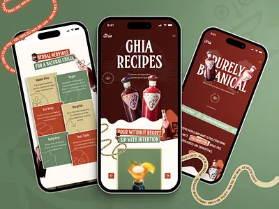 Ghia - Casual Bold Editorial Beverage Mobile App Website Design app app design beverage branding colorful ecommerce editorial fun luxury minimalist mobile mobile app mobile website modern playful product design professional ui web design website