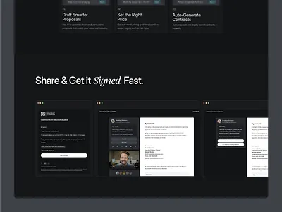 AI-enabled contract maker agreement ui clean clean ui contract dark mode document viewer esignature figma interface flat flow legal documents minimal product design shadcn shadcnui sign off screen tailwind