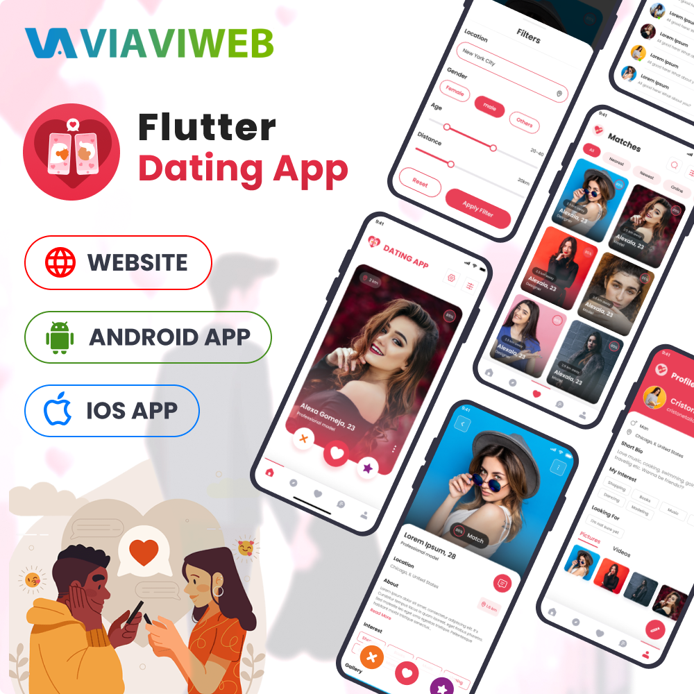 Example of Flutter Dating App (Web + Android +I Os)