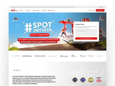 jnt delivery service landing page ui redesign branding business clean company courier delivery design express figma graphic design landing page light redesign service structured ui ux website