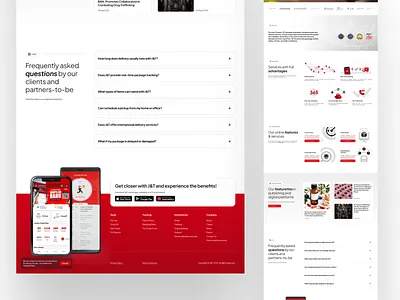 jnt delivery service landing page ui redesign autolayout business clean company courier delivery design express figma graphic design grid landing page light red redesign service structured ui ux website