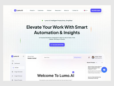 Lumo AI Website Design Concept ai assistant ai dashboard app design design graphic design minimal ui ux web website