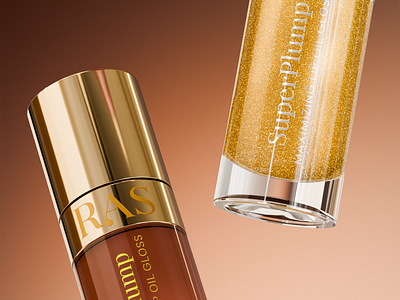 Product 3D render for RAS Luxury 3d render aboxagency branding design ecommerceproduct label lipgloss packaging product design ras luxury rendering ui