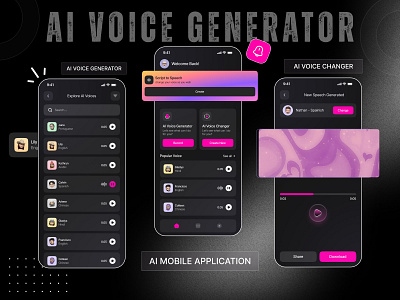 AI Voice Generator Mobile App UI/UX Design by Apptechies ai voice ai voice generat androiddevelopment businessgrowth customappdevelopment digitalsolutions itservices mobile app startuptech uiux