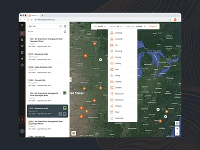 Airfield Details | The Airfield Guide airfield airfield guide amenities camping flight app design fly map mobile app monitoring overview pilot product design raf route route detailes services side menu user interface ux ui uxui