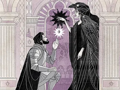 The Raven adobe brothersgrimm darkfantasy fairytale grimm illustration knight line muti photoshop purple raven star vector wacomgallery