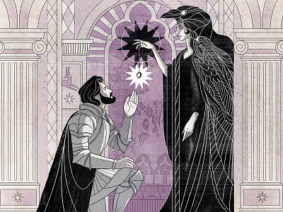 The Raven adobe brothersgrimm darkfantasy fairytale grimm illustration knight line muti photoshop purple raven star vector wacomgallery
