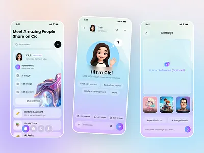 AI Assistant Mobile App ai ai assistant ai mobile app ai voice assistant chat design futuristic futuristic app interface ios app design lifestyle minimalist mobile mobile app mobile nav menu productivity ui ux