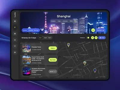 SaaS Web Application Travel AI ai blur dark dashboard platform product design purple saas saas design saas platform travel travelling ui user interface ux web app web application web design web interface web platform