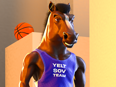 Basketball Horse 3dart 3dcharacter 3dillutsration 3dmodel 3dsculpting cgi characterdesign charactermodeling digitalart mascot nft nftart nftcharacter octane zbrush